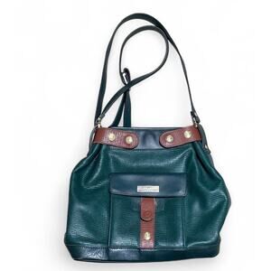Philippe Charriol Womens Handbag Vintage Purse Satchel Leather Green